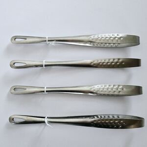4-Piece Stainless Steel Grill Tongs Japanese Korean BBQ Serving Tong Barbecue 8"